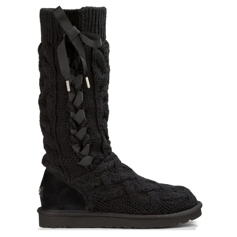 UGG Classic Tall Cardy Boots in black size 7